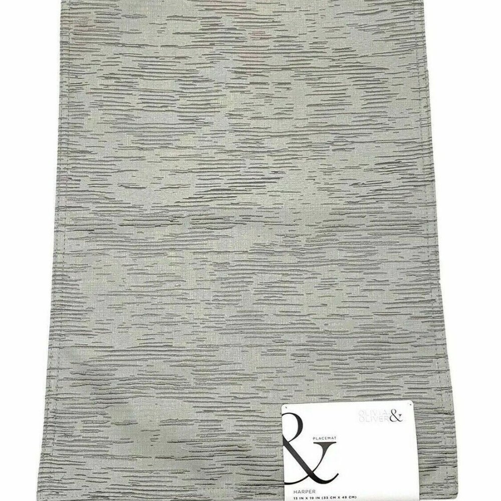 Set of 6 Olivia and Oliver Harper Platinum Placemats 13" X 19"